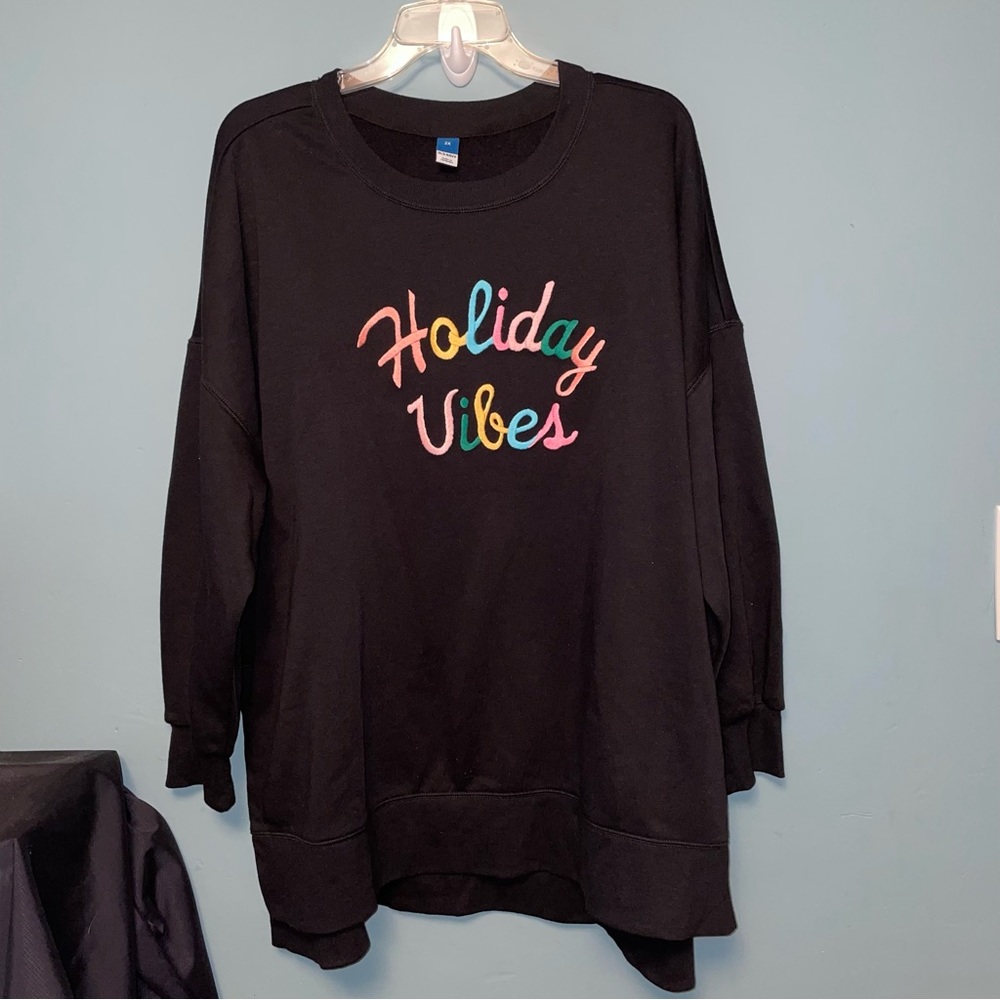 Old Navy Holiday Vibes Sweatshirt with Split Hem Size 2X